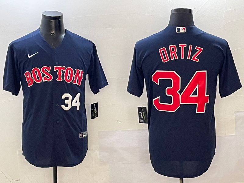 Men Boston Red Sox #34 Ortiz Blue Game 2025 Nike MLB Jersey style 5
